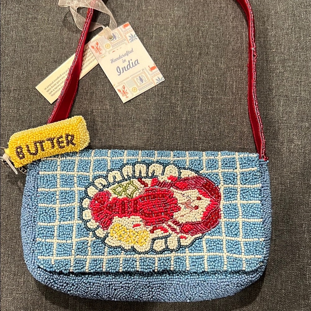 Lobster Beaded Shoulder Bag